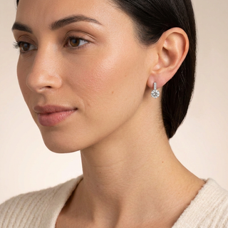 Model wearing Lark Silver Earrings