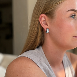 Matice silver clip-on earring on the second model photo