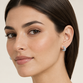 Model wearing Jadine Silver Hoop Earrings