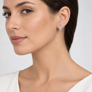 Model wearing Leafy silver earrings