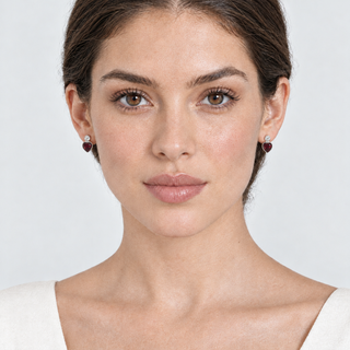 Model wearing Posy Simple Silver Siam Earrings