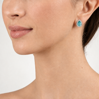 Model wearing Talma Silver Turquoise Earrings