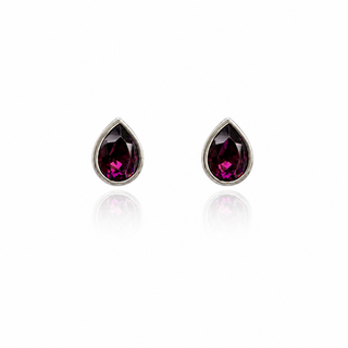 Ran Silver Amethyst Earrings, pear-cut purple crystal