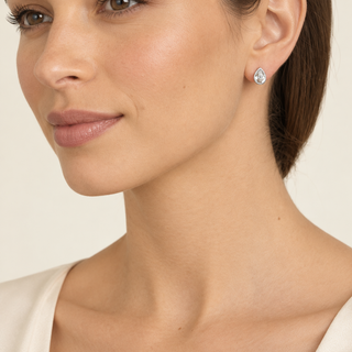 Ran Silver Earrings on a model