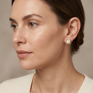 Model wearing Roja Gold Earrings