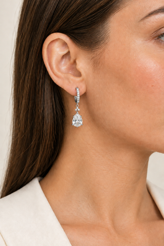 Silver version of the Keller earrings model image