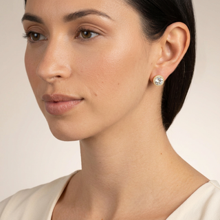 Model wearing Tamar Gold Earrings