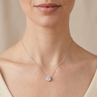 Model wearing Tamara Silver Pendant