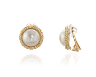 Elan Gold Pearl clip-on Earrings