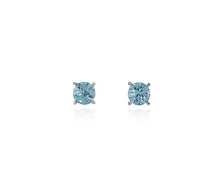 Laine 8mm Rhodium Aqua Earrings