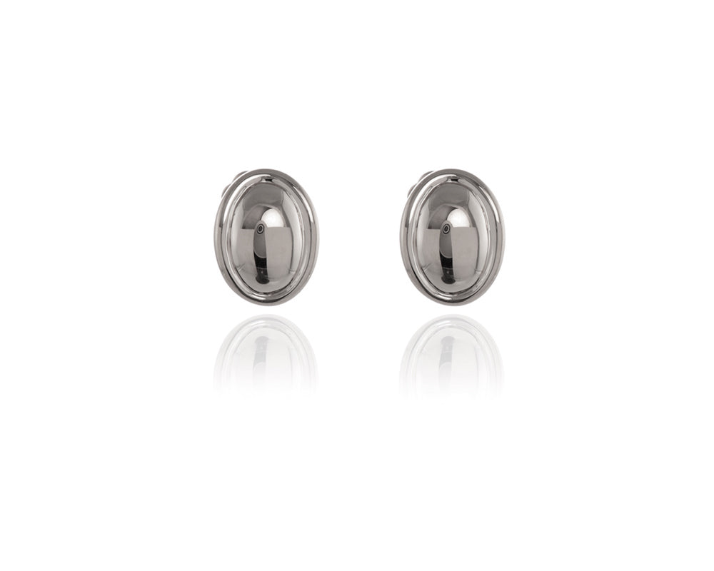 Vega Polished Silver Clip On Earrings Cachet London