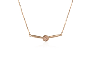 Crystal  Lara Bar Necklace  | Pink Gold Light Peach
