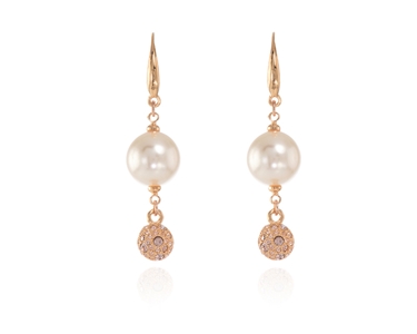 Crystal  Jaide Lever Back Earrings  | Pink Gold Cream Rose Pearl