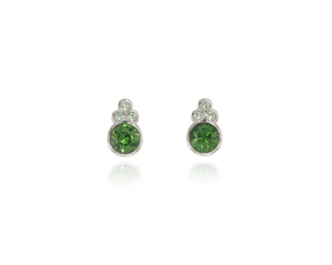Crystal  Giza Pierced Earrings  | Rhodium Fern Green
