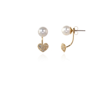 Crystal  Sabina Pierced Earrings  | Gold White Pearl