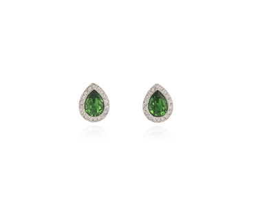 Crystal  Talma Pierced Earrings  | Rhodium Fern Green