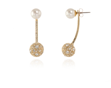 Crystal  Nena Pierced Earrings  | Gold White Pearl