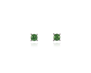 Crystal  Laine 6mm Pierced Earrings  | Rhodium Fern Green