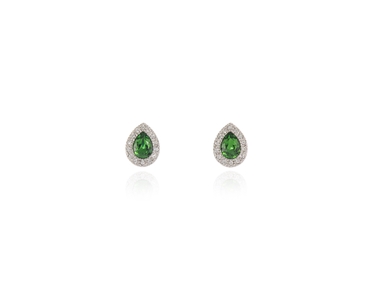 Crystal  Tamsin Pierced Earrings  | Rhodium Fern Green