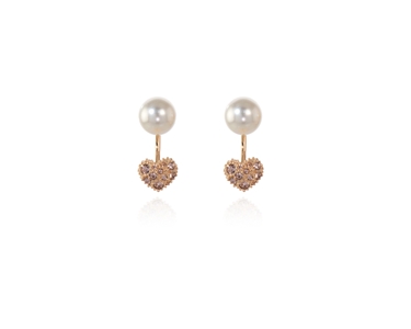 Crystal  Sabina Pierced Earrings  | Pink Gold Cream Rose Pearl