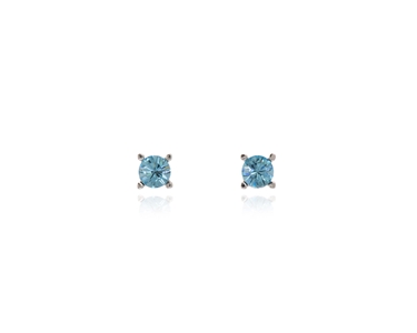 Crystal  Laine 6mm Pierced Earrings  | Rhodium Aquamarine