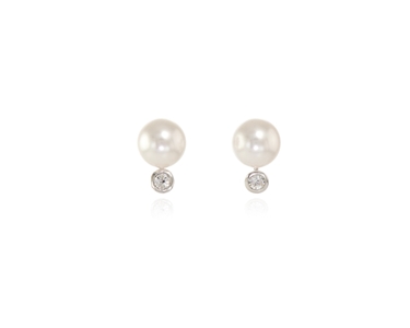 Crystal  Naila Pierced Earrings  | Rhodium White Pearl