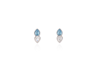 Crystal  Talh Lever Back Earrings  | Rhodium Aquamarine