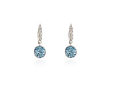 Crystal  Daphne Lever Back Earrings  | Rhodium Aquamarine