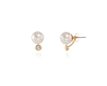 Crystal  Naila Pierced Earrings  | Gold White Pearl