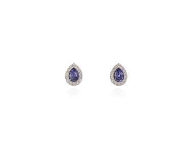Crystal  Tamsin Pierced Earrings  | Rhodium Tanzanite