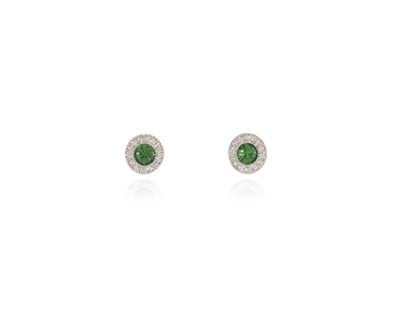Crystal  Chiyo Pierced Earrings  | Rhodium Fern Green