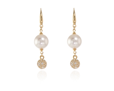 Crystal  Jaide Lever Back Earrings  | Gold White Pearl