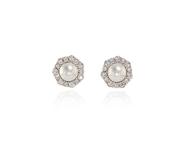 Crystal  Raiyo Pierced Earrings  | Rhodium White Pearl