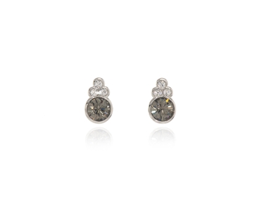Crystal  Giza Pierced Earrings  | Rhodium Black Diamond