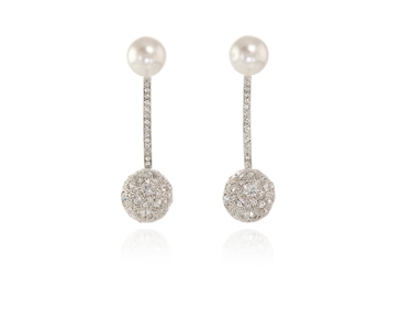Crystal  Nena Pierced Earrings  | Rhodium White Pearl