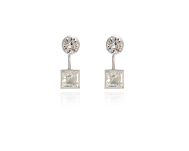 Crystal  Neci Pierced Earrings  | Rhodium Crystal