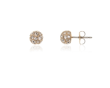 Crystal  Pom Pom/S Pierced Earrings  | Gold Crystal