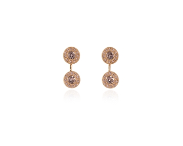 Crystal  Disco Pierced Earrings  | Pink Gold Vintage Rose
