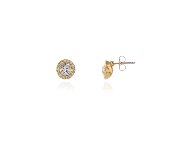 Crystal  Chikle Pierced Earrings  | Gold Crystal