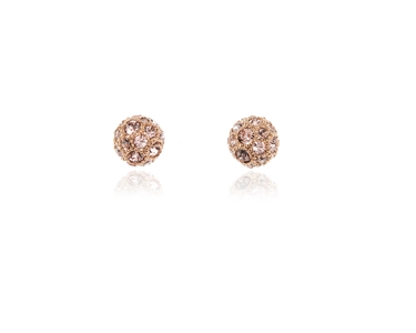 Crystal  Pom Pom/S Pierced Earrings  | Pink Gold Vintage Rose