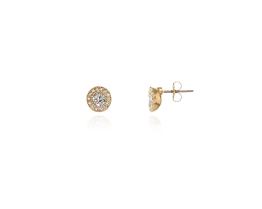 Crystal  Chiyo Pierced Earrings  | Gold Crystal