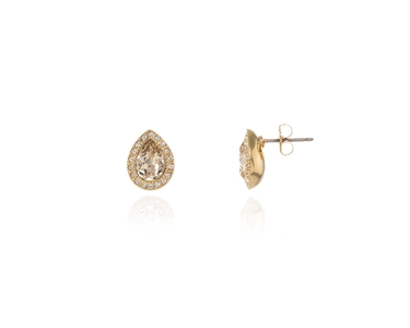 Crystal  Talma Pierced Earrings  | Gold Light Silk