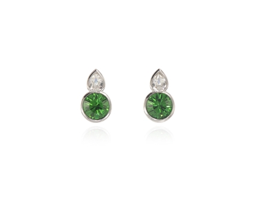 Crystal  Elea Lever Back Earrings  | Rhodium Fern Green
