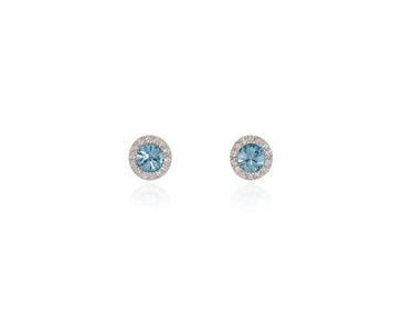 Crystal  Chikle Pierced Earrings  | Rhodium Aquamarine