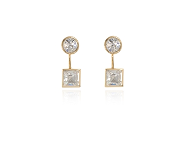 Crystal  Neci Pierced Earrings  | Gold Crystal