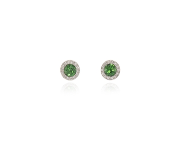 Crystal  Chikle Pierced Earrings  | Rhodium Fern Green