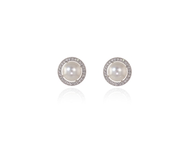 Crystal  Ikia Pierced Earrings  | Rhodium White Pearl