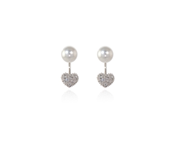 Crystal  Sabina Pierced Earrings  | Rhodium White Pearl