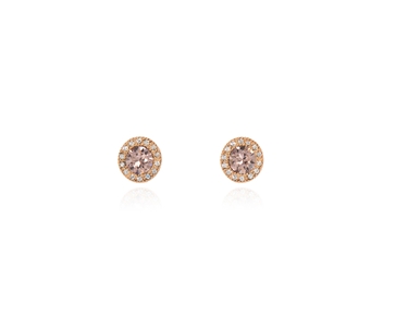 Crystal  Chikle Pierced Earrings  | Pink Gold Vintage Rose