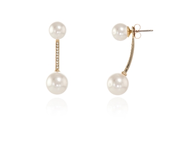 Crystal  Neve Pierced Earrings  | Gold White Pearl